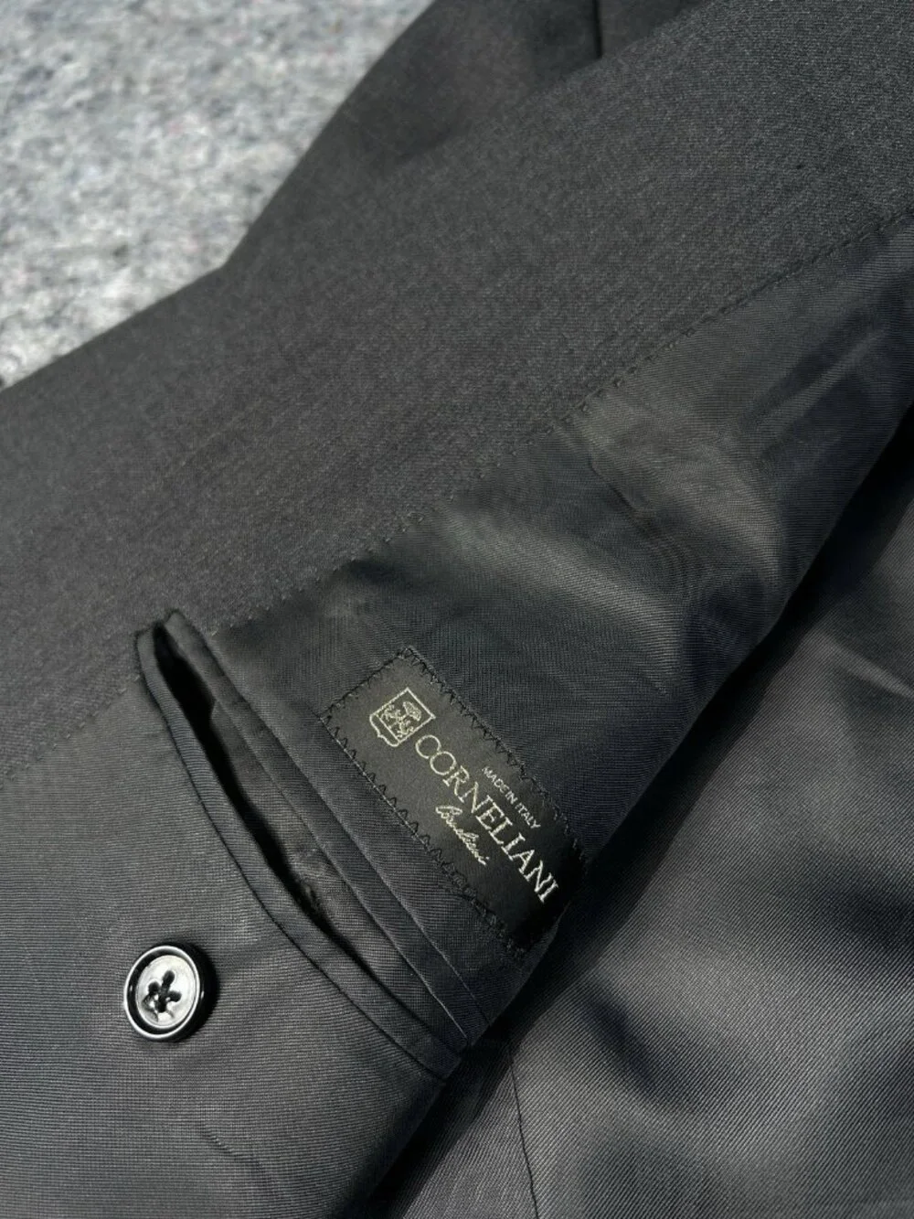 Corneliani Leader Men’s Suit Jacket Blazer Charcoal Gray Virgin Wool Italy 56